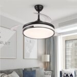 Lustră LED cu Ventilator Retractabil, 3 Tonuri de Lumină, Motor Cupru, Temporizare și Telecomandă, Negru - imagine 3