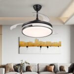 Lustră LED cu Ventilator Retractabil, 3 Tonuri de Lumină, Motor Cupru, Temporizare și Telecomandă, Negru - imagine 2