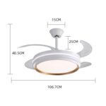 Lustră LED cu Ventilator Retractabil, 3 Tonuri de Lumină, Motor Cupru, Temporizare și Telecomandă, Alb - imagine 2
