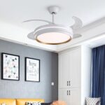 Lustră LED cu Ventilator Retractabil, 3 Tonuri de Lumină, Motor Cupru, Temporizare și Telecomandă, Alb - imagine 3
