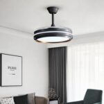 Lustră cu Ventilator LED Retractabil, Negru