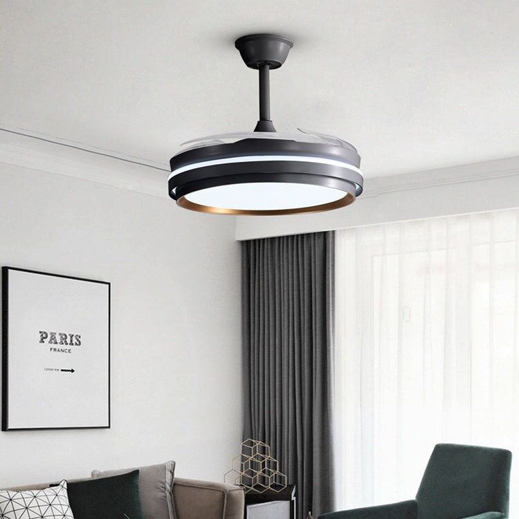 417-5 Lustră cu Ventilator LED Retractabil, Negru - imagine 1