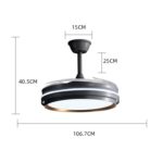 Lustră cu Ventilator LED Retractabil, Negru - imagine 3