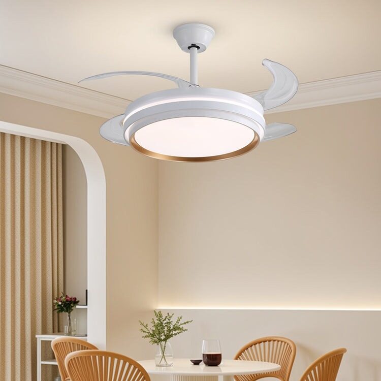 417 Lustră LED cu Ventilator Retractabil, 3 Tonuri de Lumină, Motor Cupru, Temporizare și Telecomandă, Alb - imagine 1