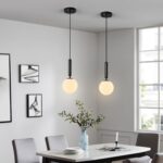 Pendul cu Abajur, 1 X E27, Inaltime Reglabila, Negru