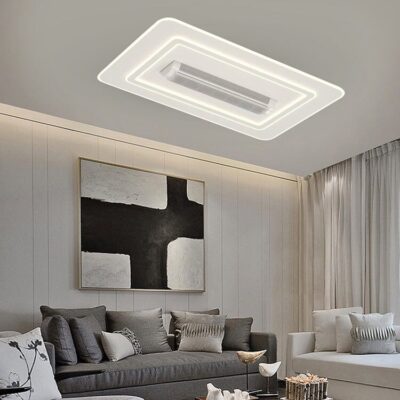 Lustră LED cu Ventilator Dreptunghiulara, Alb