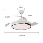 Ventilator Plafon LED cu Lumină în 3 Tonuri, Motor Cupru, Temporizare și Telecomandă, Alb+Negru - imagine 3