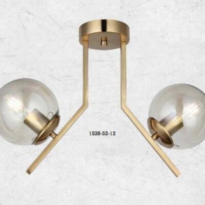 Lustră Gold cu Două Globuri Fumurii, 2 Dulii E27