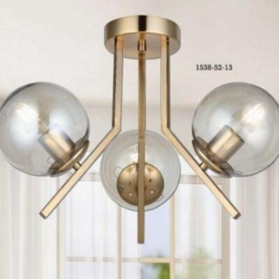 Lustră Gold Cu Trei Globuri Fumurii, 3 Dulii E27