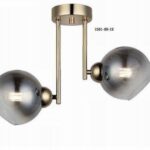 Lustră Gold cu Două Globuri Fumurii, 2 Dulii E27