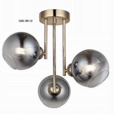 Lustră Gold cu Trei Globuri Fumurii, 3 Dulii E27
