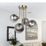 Lustră Gold cu Patru Globuri Fumurii, 4 Dulii E27