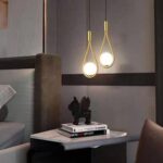Pendul Cu Doua Globuri, Soclu E14, Auriu