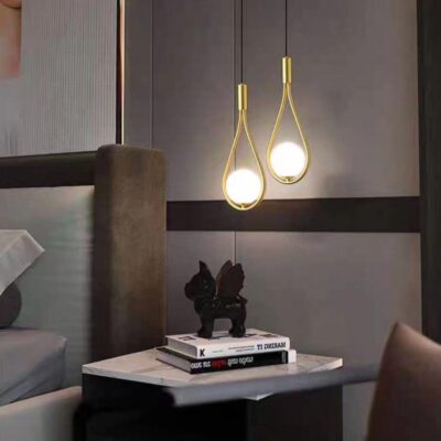 Pendul Cu Doua Globuri, Soclu E14, Auriu