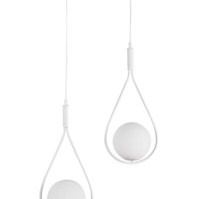 Pendul Cu Doua Globuri, Soclu E14, Alb