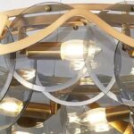 Lustră Suspendată din Sticlă – 8 Brațe, E14, Design Auriu Elegant, Ø60 cm, Înălțime Reglabilă - imagine 2