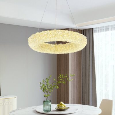 Lustră LED Suspendată cu Telecomandă – 3 Tipuri de Lumină, Intensitate Reglabilă, Design Auriu Modern, Ø40 cm