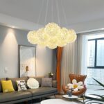 Lustră Suspendată cu 9 Abajururi – Design Auriu Elegant, Fasung G9, Înălțime Reglabilă, Ø45 cm