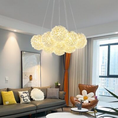 Lustră Suspendată cu 9 Abajururi – Design Auriu Elegant, Fasung G9, Înălțime Reglabilă, Ø45 cm