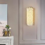 Aplică LED Auriu cu Cristale – 10W, 2 Surse, 3 Tipuri de Lumină, 32×12×13 cm