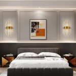 Aplică Auriu cu Cristale – 2 Fasunguri E14, Design Elegant din Metal și Cristal, 46×20×10 cm - imagine 4