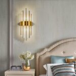 Aplică Auriu cu Cristale – 2 Fasunguri E14, Design Elegant din Metal și Cristal, 46×20×10 cm - imagine 3