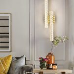 Aplică LED Auriu cu Cristale – 10W, 2 Surse de Iluminare, 3 Tonuri de Lumină, 50×12×12 cm