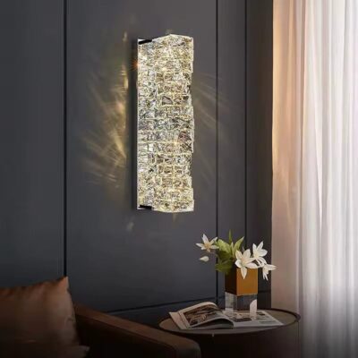 Aplică LED cu Cristale – 20W, 3 Tipuri de Lumină, Design Modern Argintiu, 46×12×16 cm