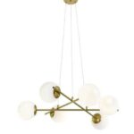 Lustră Suspendată cu 6 Brațe – Soclu E27, Design Elegant, 68×68×80 cm