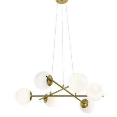 Lustră Suspendată cu 6 Brațe – Soclu E27, Design Elegant, 68×68×80 cm