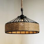 Lustră Rustică cu Soclu E27 – Ø300 mm, Design Autentic din Lemn și Metal