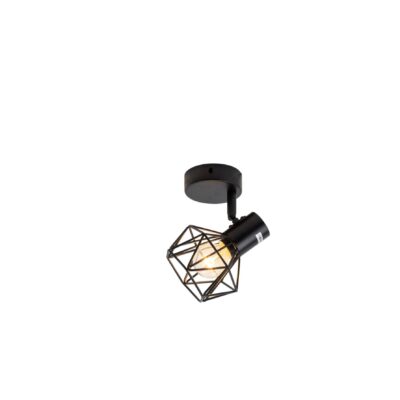 Lustră Rustică cu Soclu E14, Negru – Design Compact din Metal, 100×100×160 mm