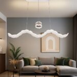 Lustră LED dining suspendată gri rose, 180W – 3 surse de iluminare, telecomandă, intensitate reglabilă - imagine 2