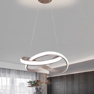 Lustră LED suspendată gri rose, 262W – Ø50 cm, telecomandă, 3 temperaturi de culoare