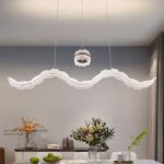 Lustră LED dining suspendată gri rose, 180W – 3 surse de iluminare, telecomandă, intensitate reglabilă