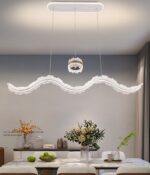 Lustră LED dining suspendată gri rose, 180W – 3 surse de iluminare, telecomandă, intensitate reglabilă