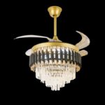 Candelabru cu Ventilator și Telecomandă – 72W, LED Dimmabil, 3 Tipuri de Lumină, 6 Trepte de Viteză, Design Negru/Auriu - imagine 2