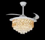 Candelabru cu Ventilator și Telecomandă – 72W LED, 3 Tipuri de Lumină, Intensitate Reglabilă, 6 Viteze, Alb/Auriu - imagine 2