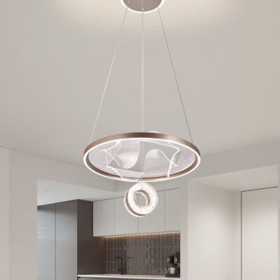 Lustra LED suspendata, 164W, gri elegant, telecomanda, inaltime reglabila