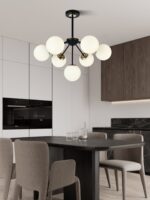 Lustra model N36368-7 – 7 x E27, abajururi elegante, finisaj negru - imagine 3
