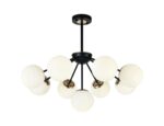Lustra model N36368-9 – 9 x E27, abajururi elegante, finisaj negru - imagine 3