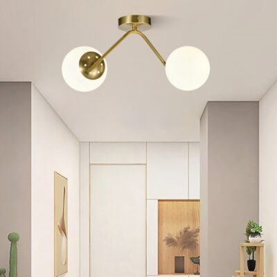 Lustra model N36377-2 – 2 x E27, abajururi elegante, finisaj auriu