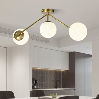 Lustra model N36377-3 – 3 x E27, abajururi elegante, finisaj auriu