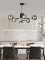 Lustra model N6802-6 – 6 abajururi elegante, finisaj negru