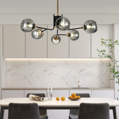Lustra model N6802-6 – 6 abajururi elegante, finisaj negru