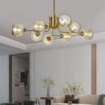 Lustra model N6802-8 – 8 abajururi elegante, finisaj auriu