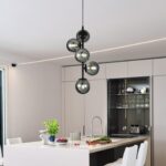 Lustra model N6804-5 – 5 abajururi elegante, finisaj negru