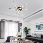 Lustră LED cu 7 surse de iluminare (6+1), 98W, cu telecomandă – Design modern maro - imagine 2