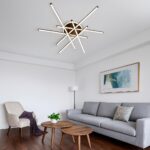 Lustră LED cu 7 surse de iluminare (6+1), 98W, cu telecomandă – Design modern maro