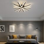 Lustră LED cu Telecomandă – 95W, 5 Surse de Iluminare, Intensitate Reglabilă, 3 Tipuri de Lumină, Design Negru, 80x68 cm